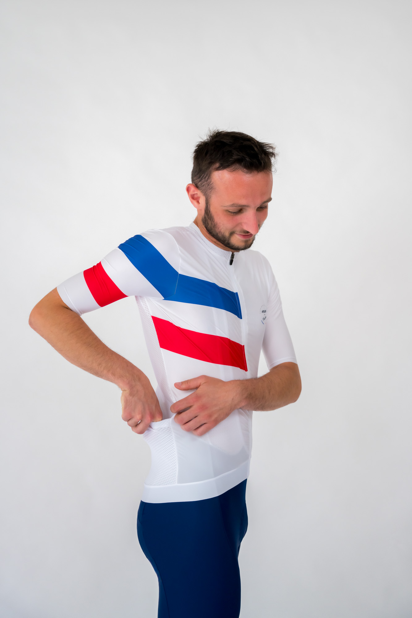 maillot blanc tricolore cyclisme
